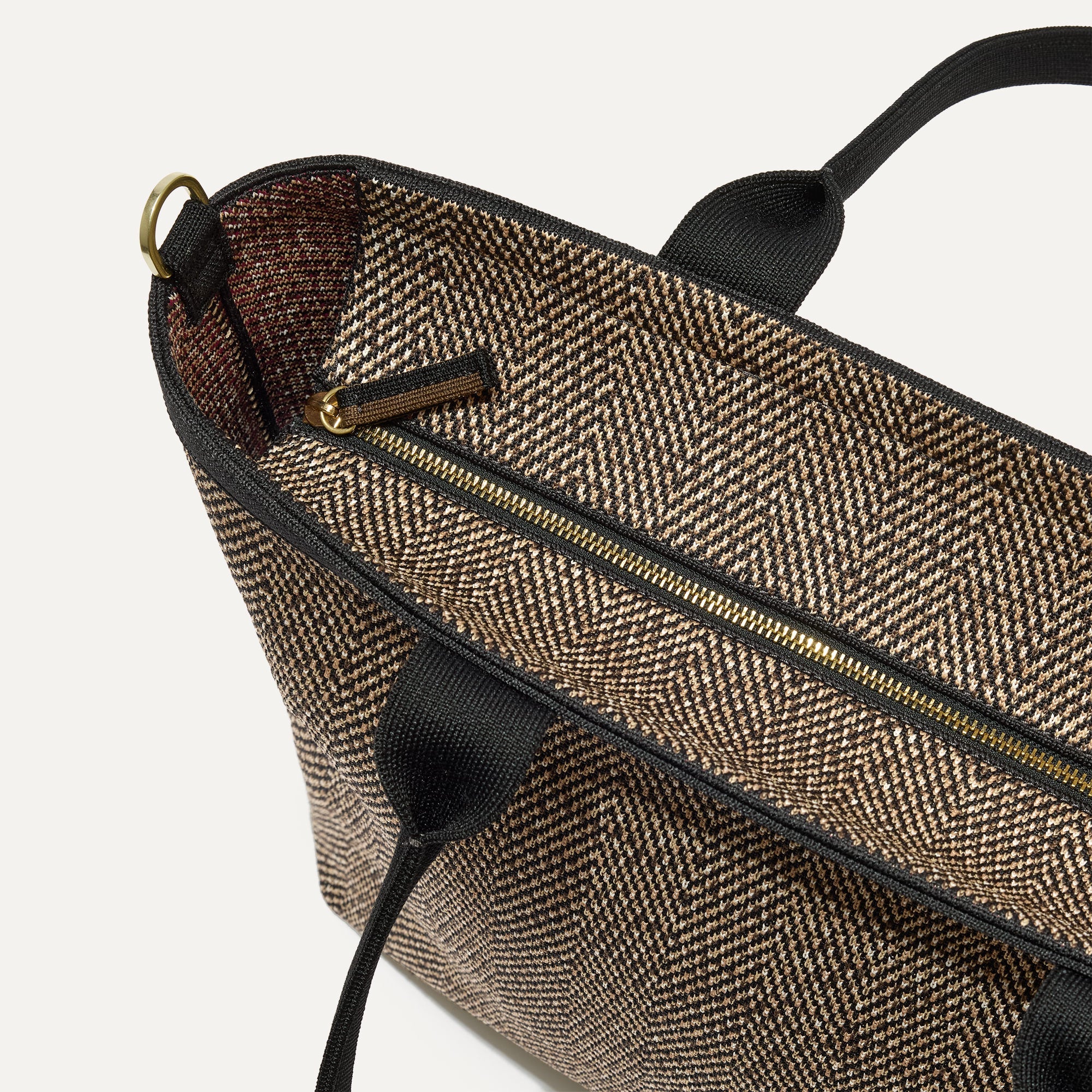 The Lightweight Zip Tote - Cacao Herringbone - Image 7