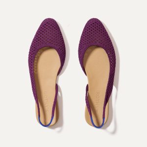 The Almond Slingback - Plum Mesh