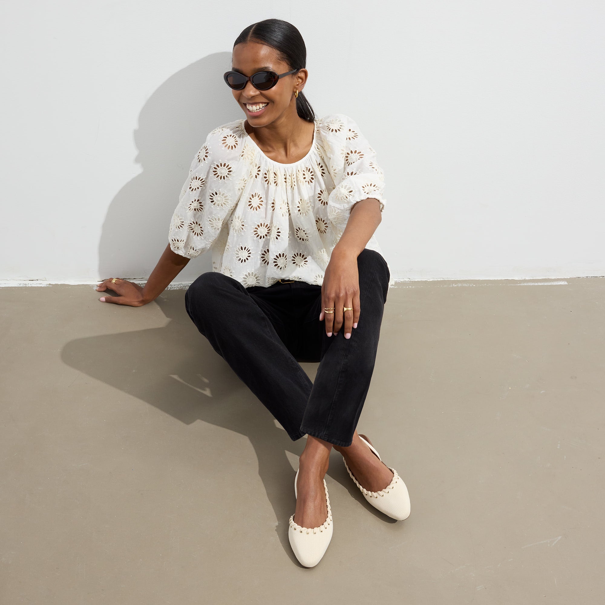 The Almond Slingback - Eyelet Ivory - Image 4